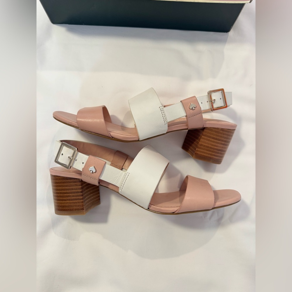 Kate Spade New York Puglia White/Pink Leather Sandal Heel
